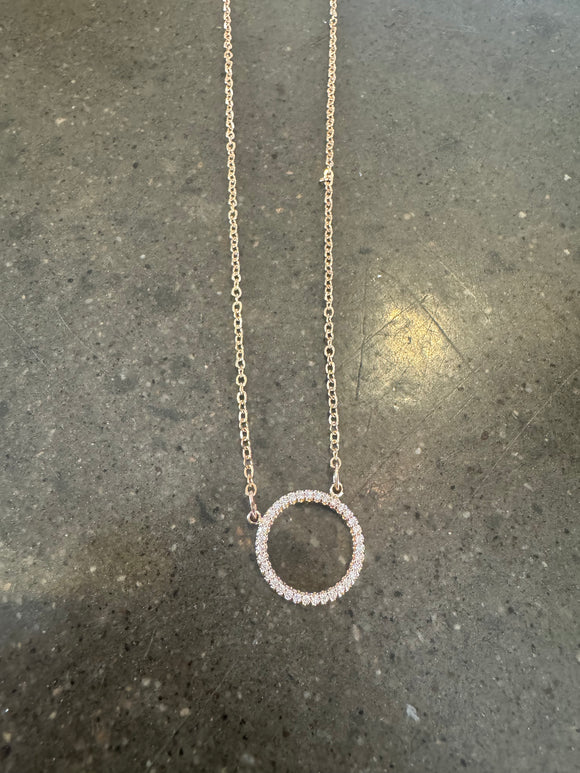 Delicate Rhinestones Circle On Chain 1796-GLD