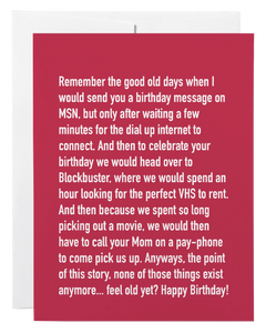 Remember the good old days  Birthday VHS Card