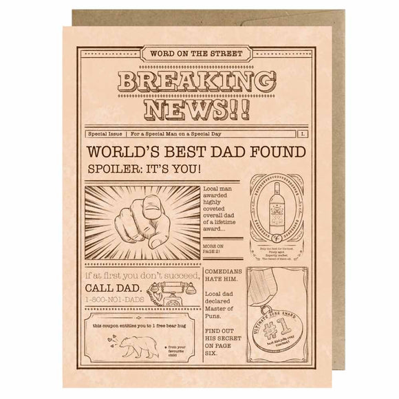 Breaking News World’s Best Dad - Greeting Card