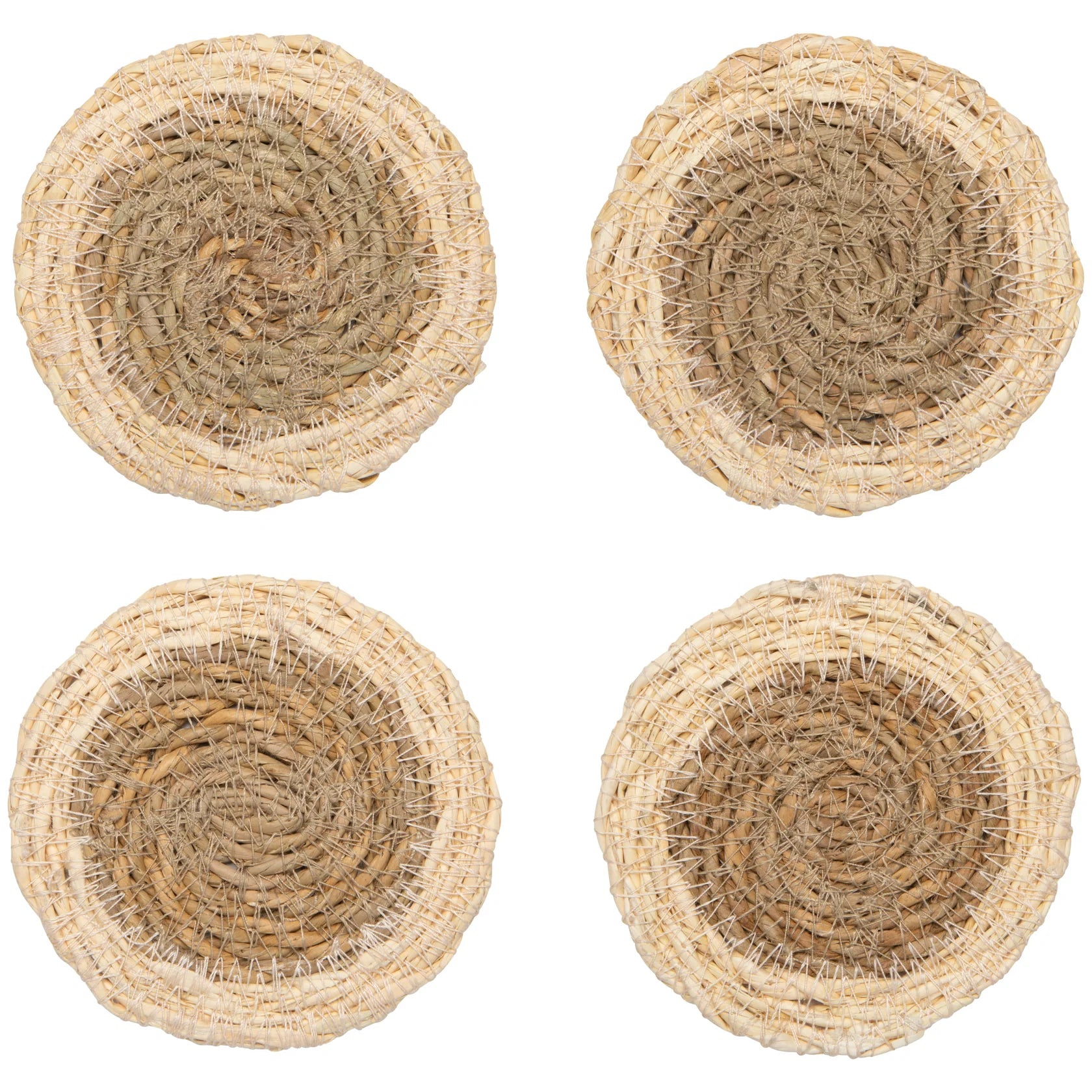 White Border Seagrass Coasters Set of 4