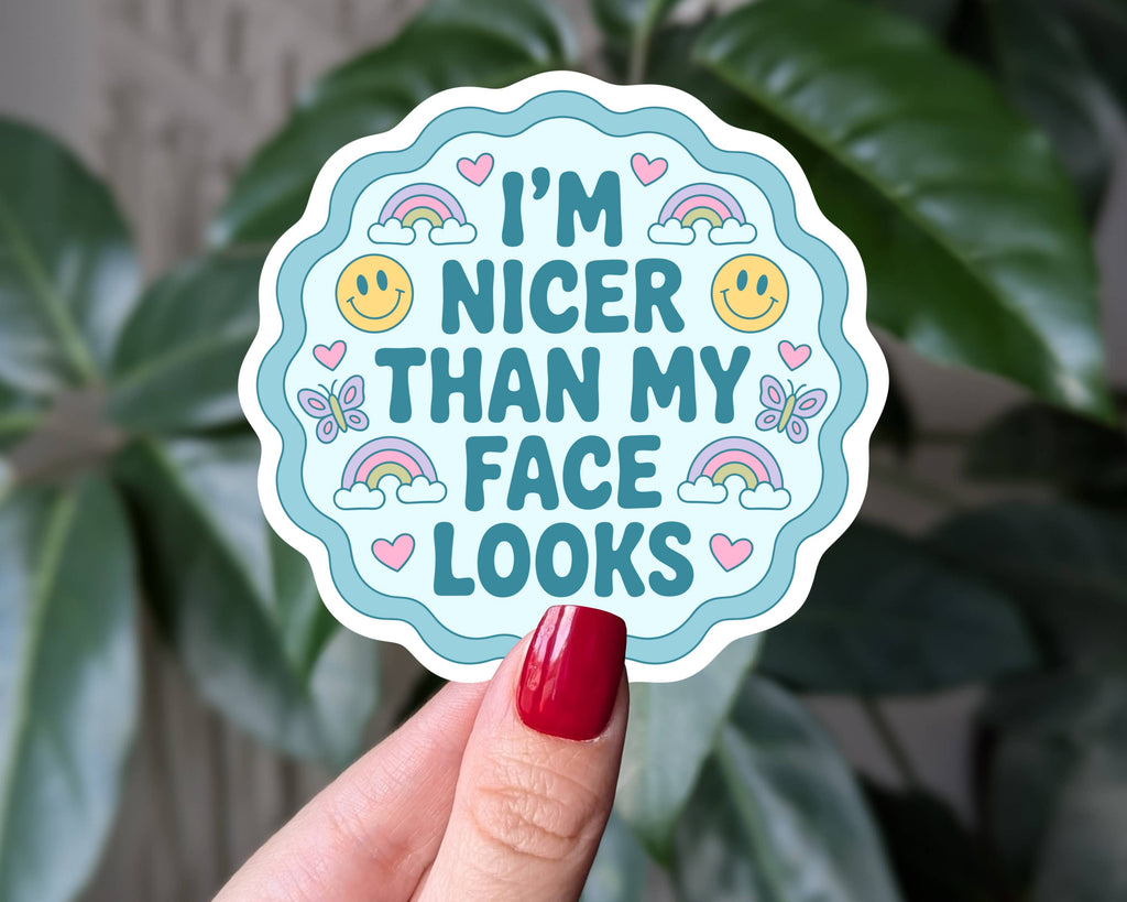 I'm Nicer Than My Face Looks Sticker | Cute Sarcastic Decal: Loose