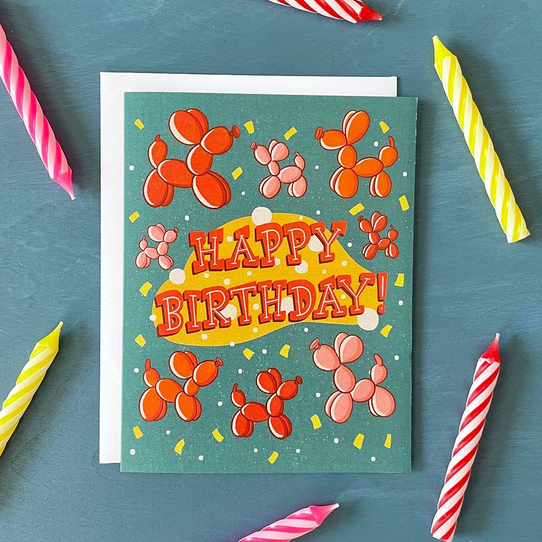 Balloon Animal Birthday Card: Please package WITH protective sleeves