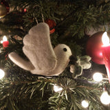 Handmade Felt Mistletoe Dove Hanging Christmas Decoration