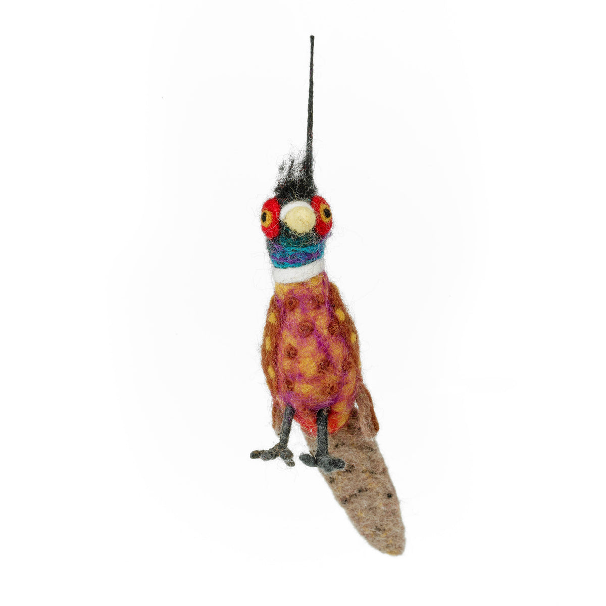 Handmade Felt Philippa the Pheasant Woodland Hanging Dec