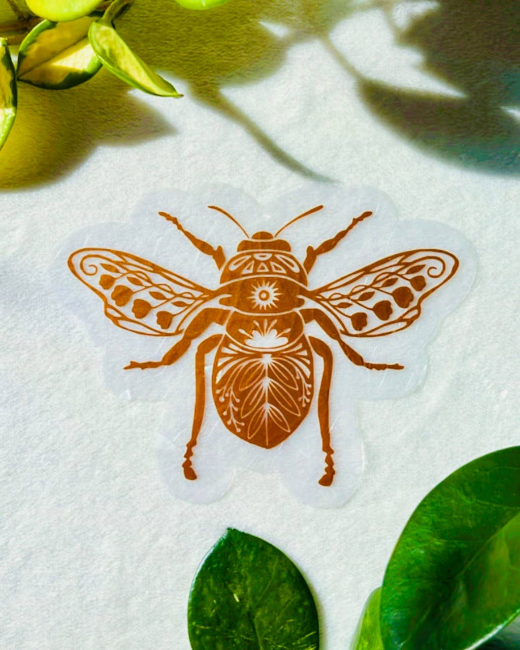 Honeybee Suncatcher Sticker | Floral Window Cling | Cottage