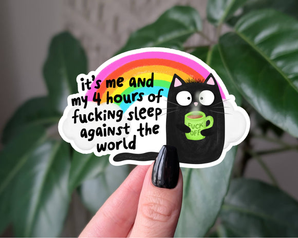 Grumpy Cat Sleep Deprived Sticker for Tired Adults: Loose
