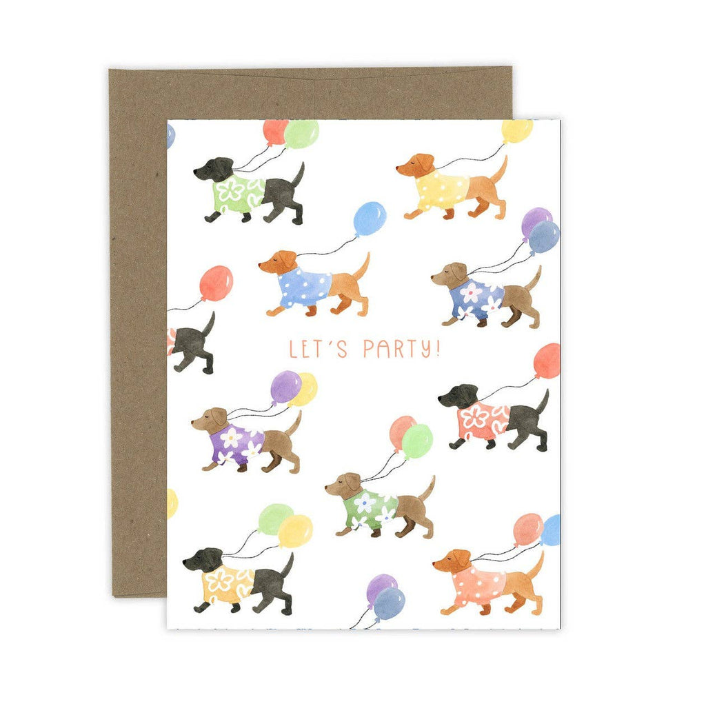 Let's Party Dog Birthday Card: White