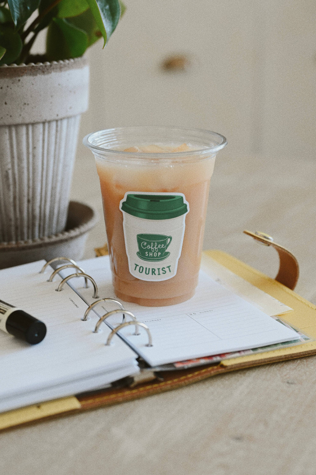 Coffee Shop Tourist - Latte Cup Vinyl Sticker