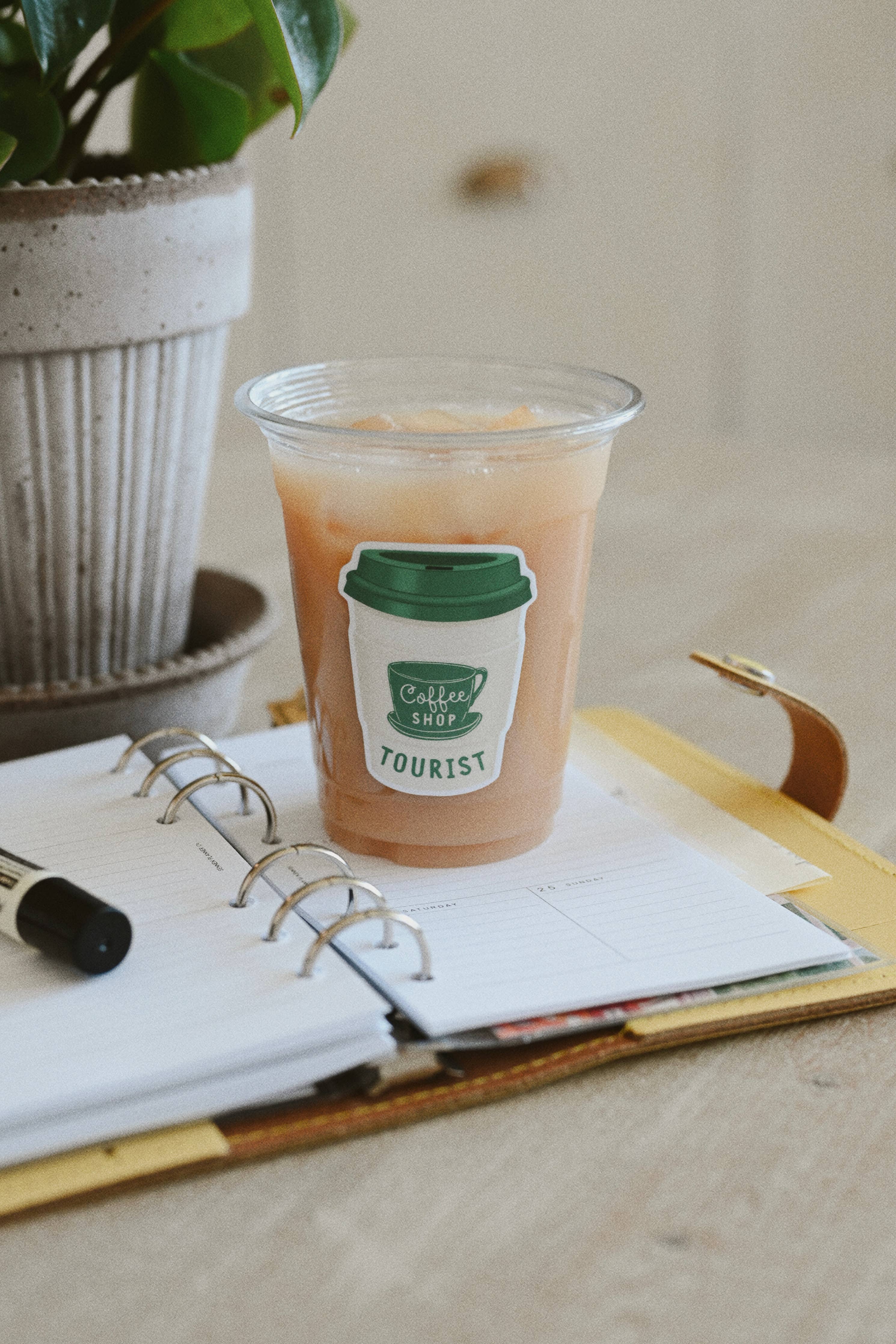 Coffee Shop Tourist - Latte Cup Vinyl Sticker