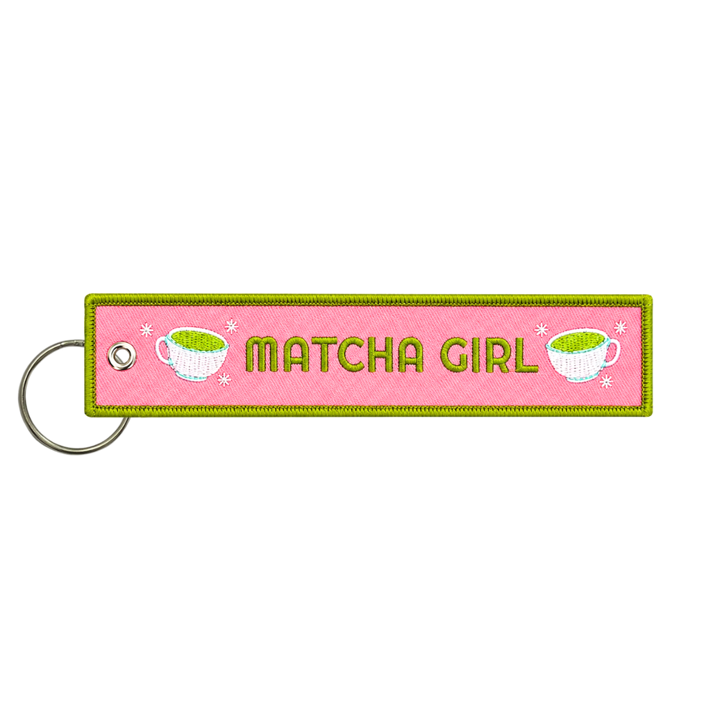 Matcha Girl Embroidered Keychain