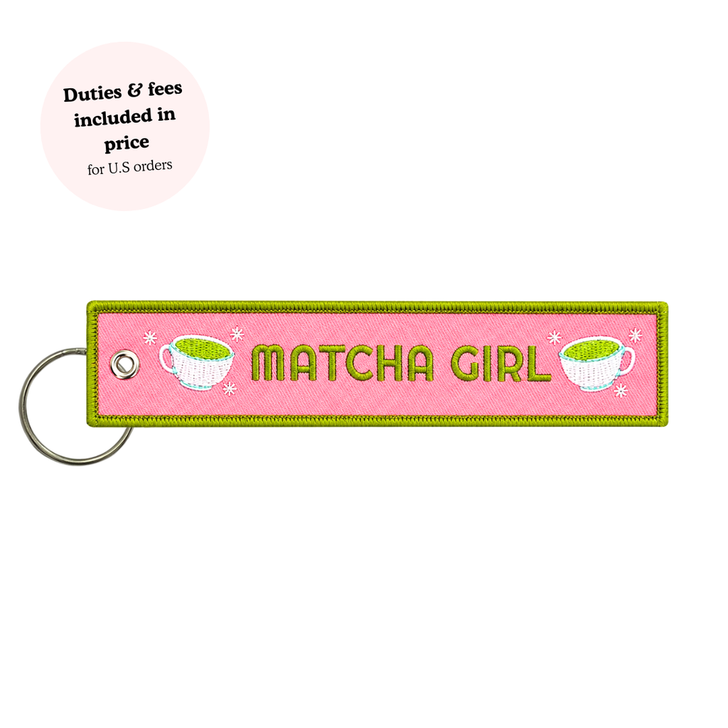 Matcha Girl Embroidered Keychain
