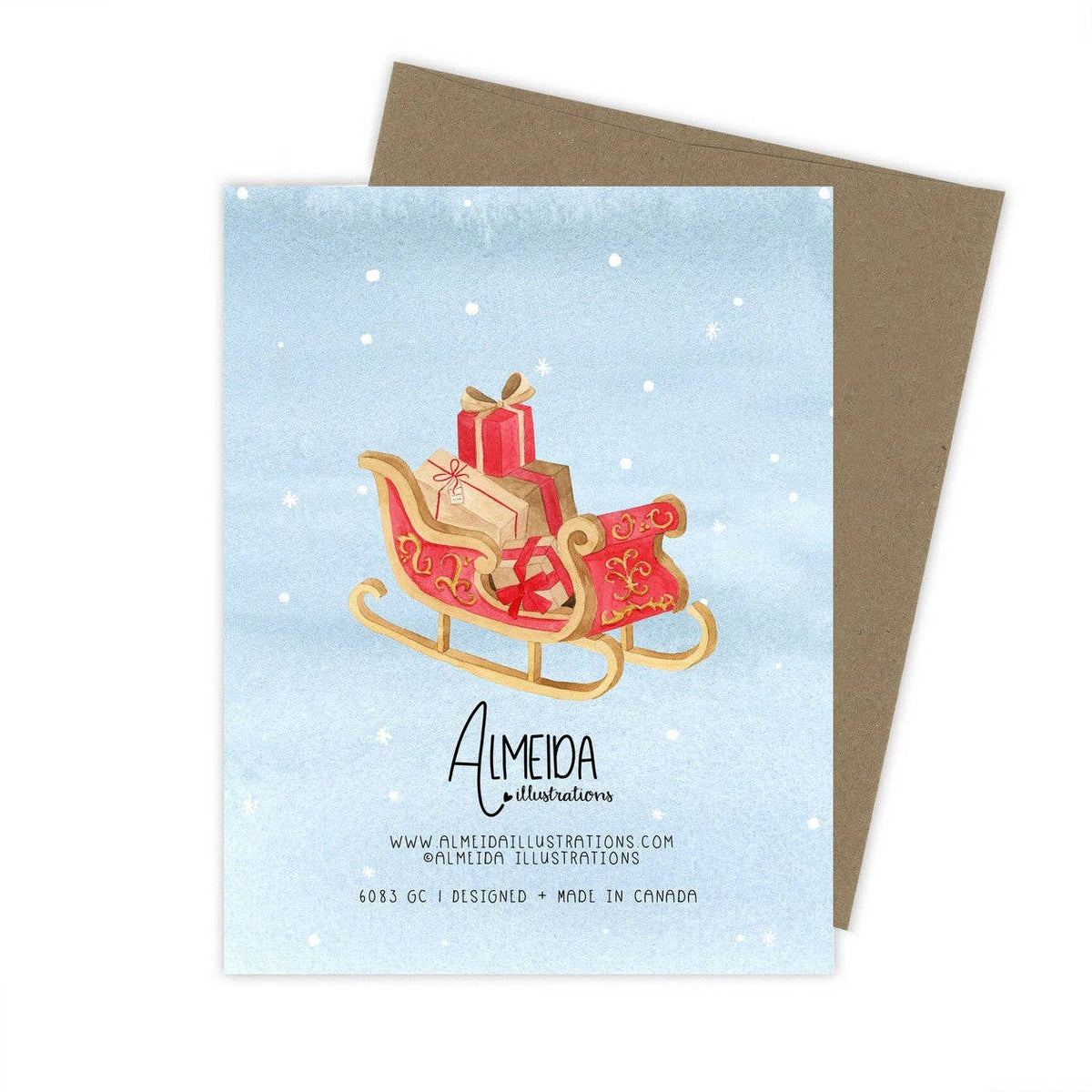 Happy Holidays Santa's Sleigh Christmas Card