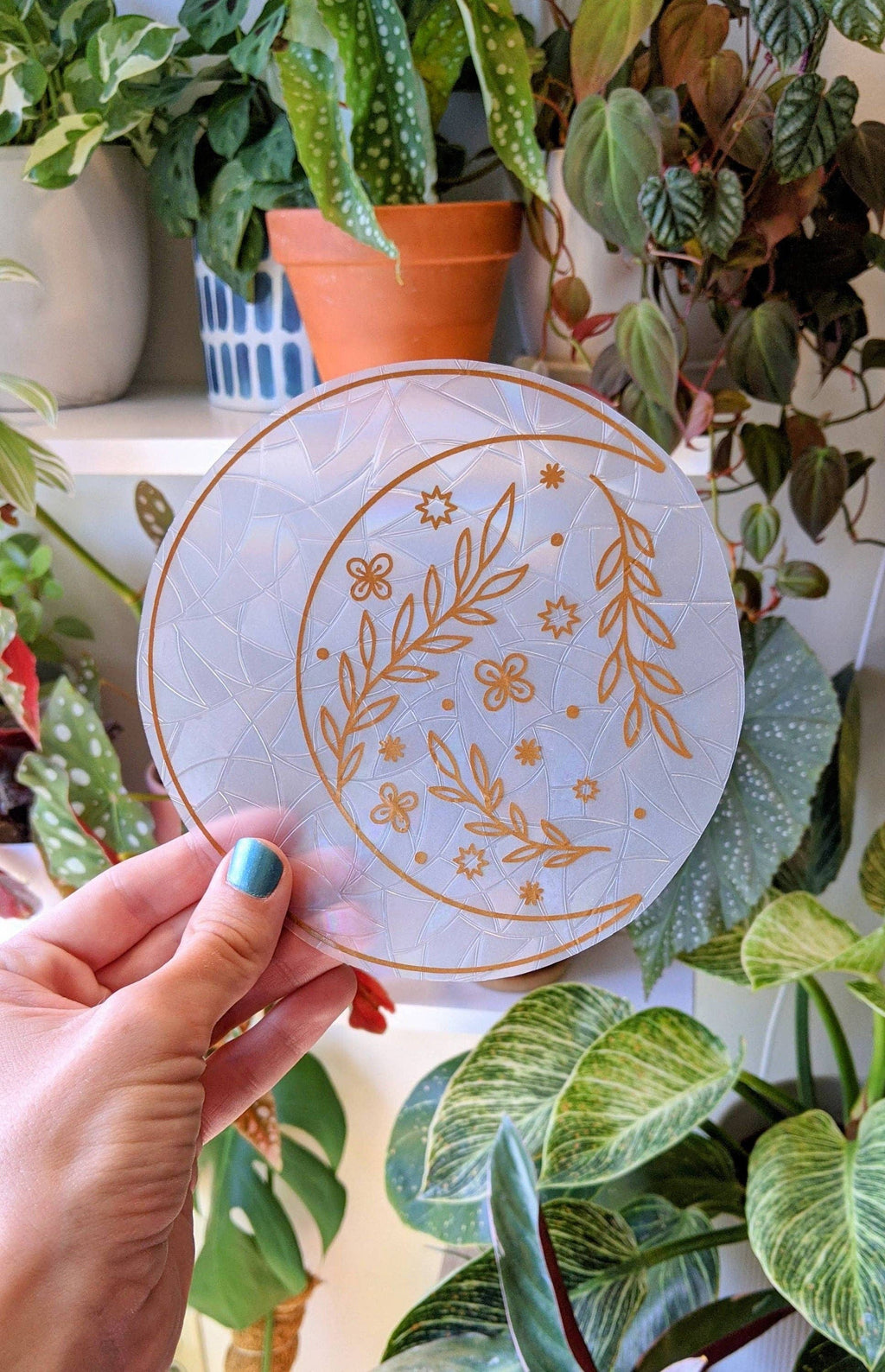 Floral Moon Suncatcher Sticker | Window Cling | Celestial