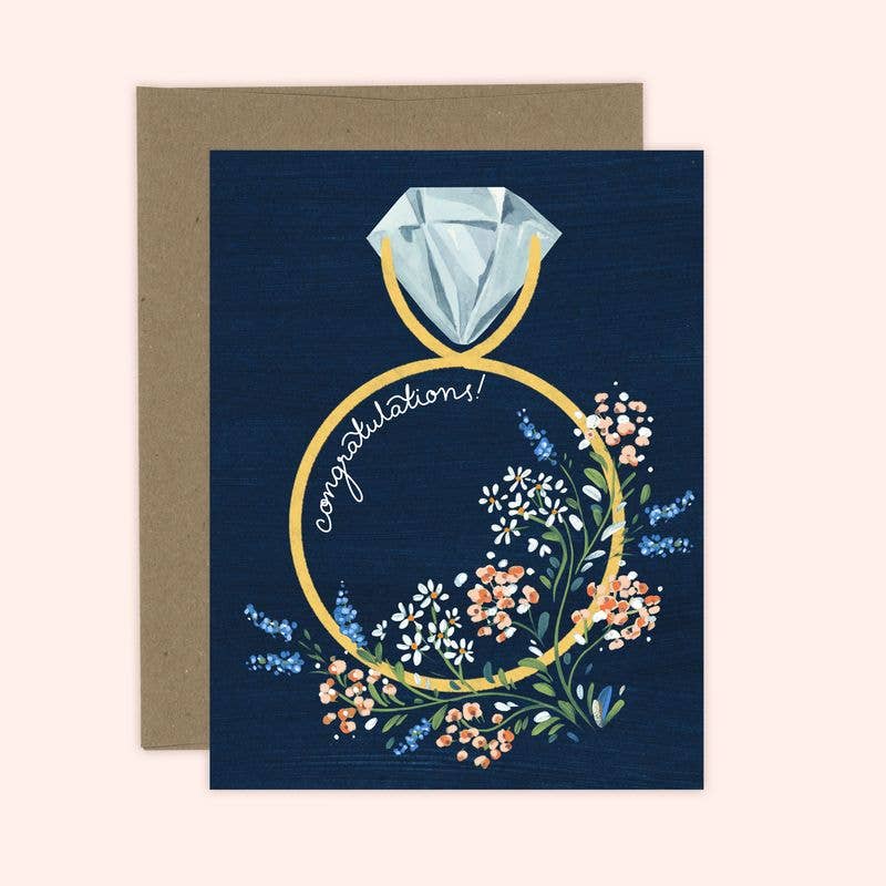 Floral Congratulations Ring Engagement Card
