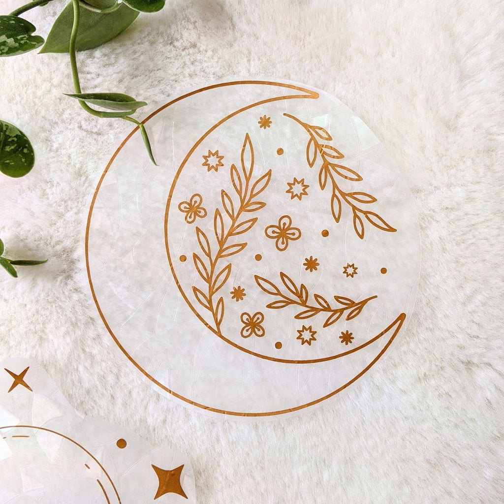 Floral Moon Suncatcher Sticker | Window Cling | Celestial