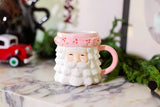 18 oz Pink Ceramic Santa Mug