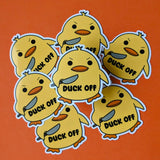 Duck off vinyl sticker, funny animal sarcastic merch: Loose