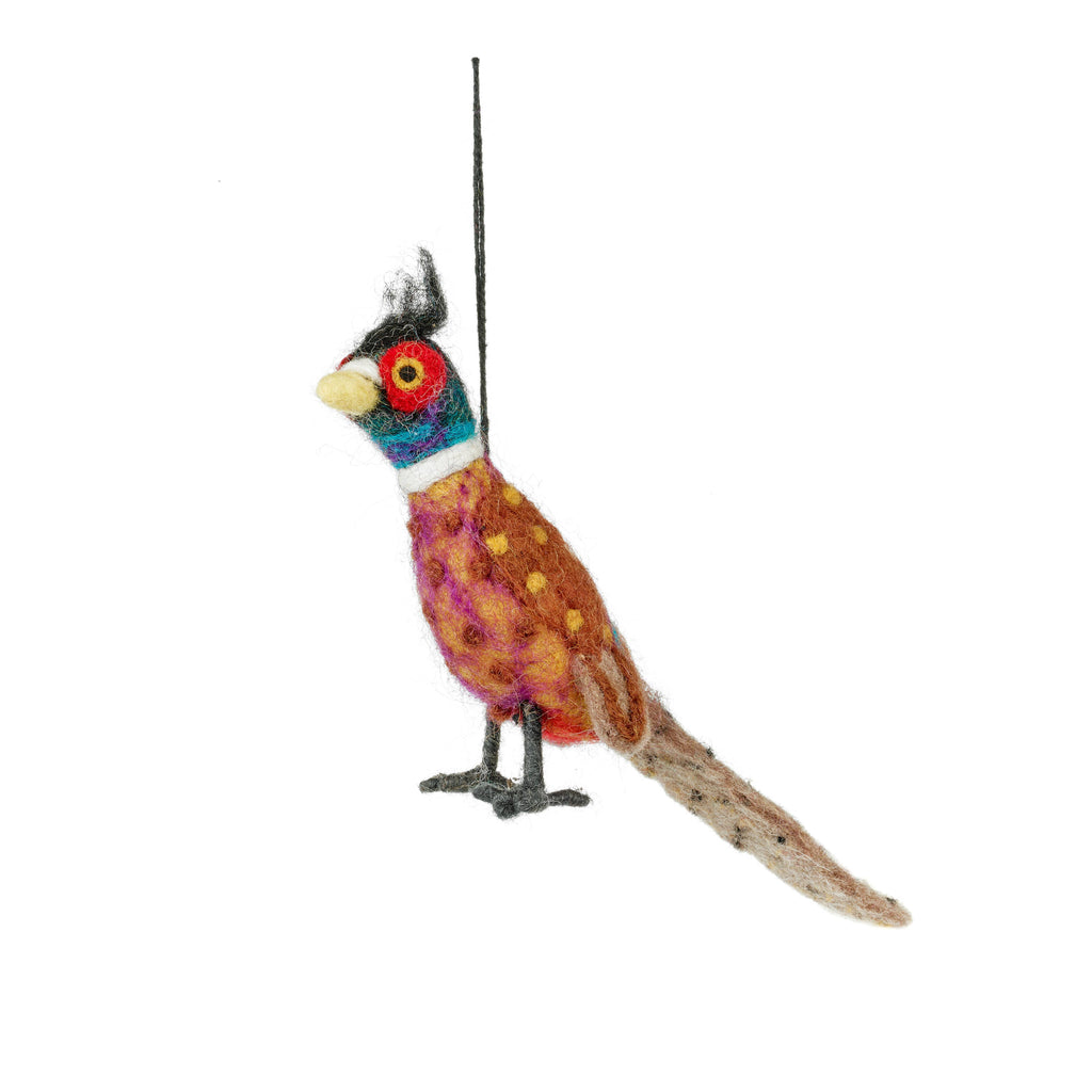 Handmade Felt Philippa the Pheasant Woodland Hanging Dec