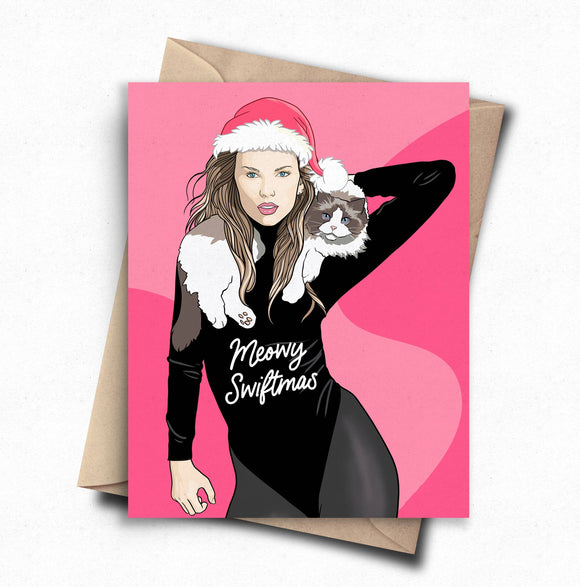 Meowy Swiftmas Funny Christmas Card