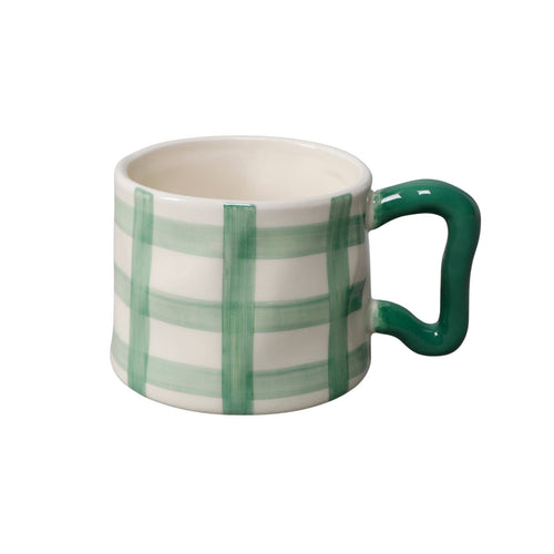 18 oz Artisan Checker Ceramic Mug: Pink