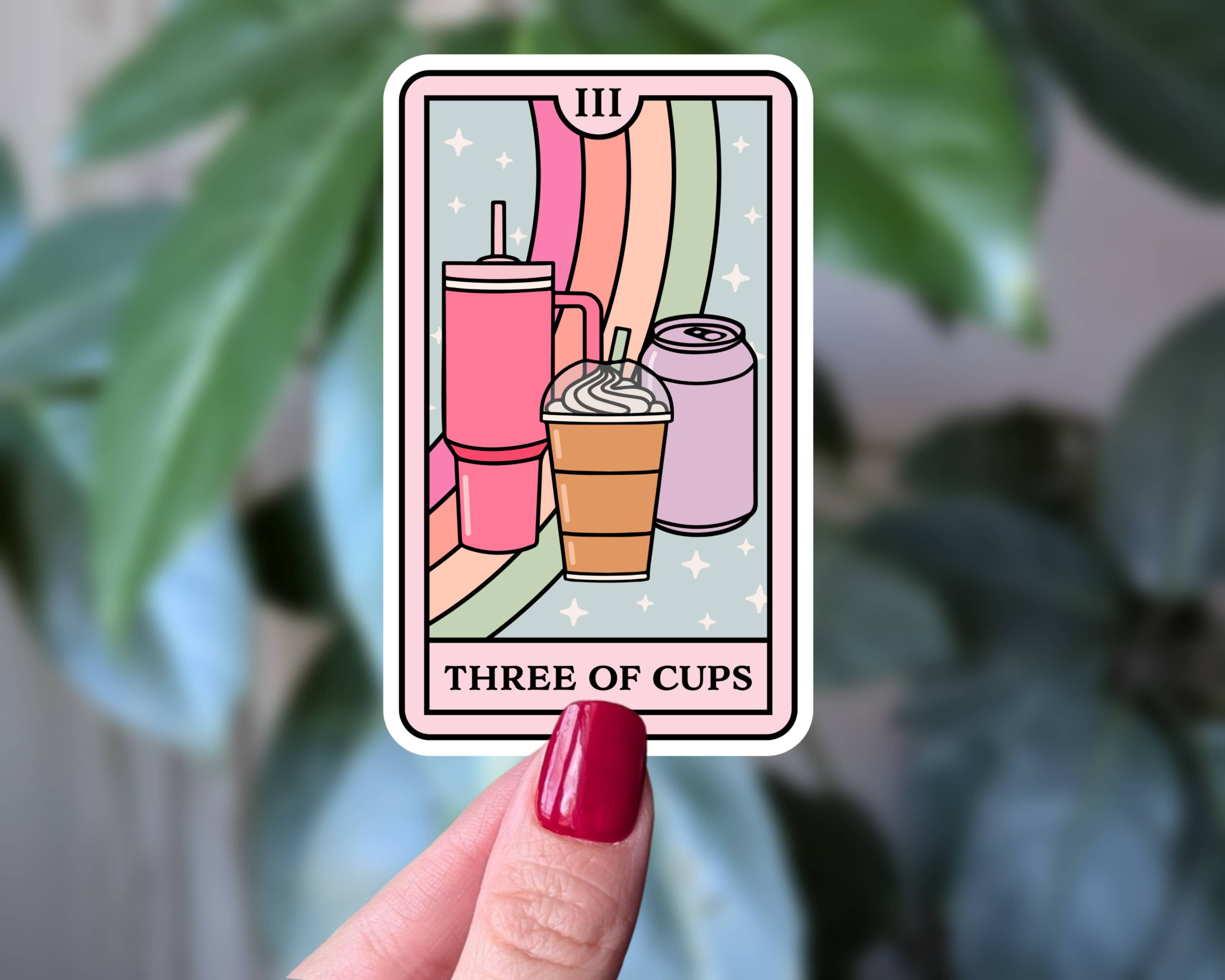 Three of Cups Coffee Tarot Sticker