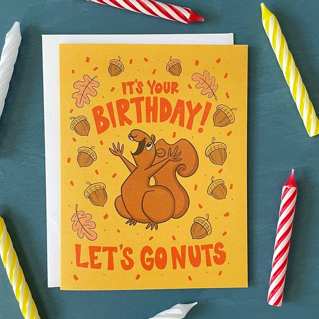 Birthday Squirrel Card: Please package WITH protective sleeves