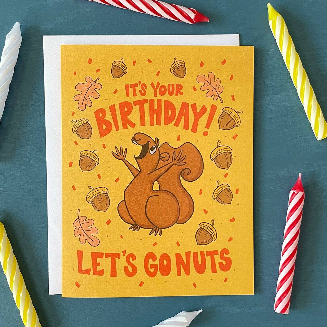 Birthday Squirrel Card: Please package WITH protective sleeves