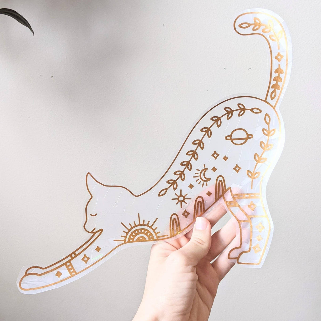 Stretching Cat Suncatcher | Rainbow Window Cling | Jumbo
