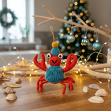 Handmade Felt Sammy Snowcrab Christmas Crab Decoration