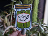 Pickle slut vinyl sticker, foodie merch for pickle lovers: Loose