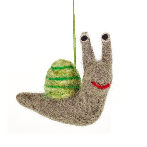 Handmade Hanging Shelby the Snail Biodergadable Felt Decor