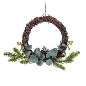 Twig Wreath With Pinecones -Sm