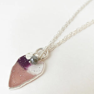 Pink and Silver Necklace With Resin Heart