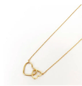 Caracol Gold Delicate Chain with Double Heart Pendant 1548 G