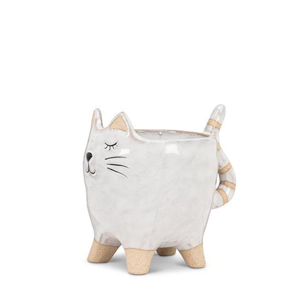 White Kitty with Tail Planter