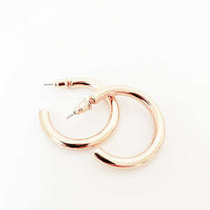 Rose Gold Domed Small Hoop Earrings - 2439 RGD