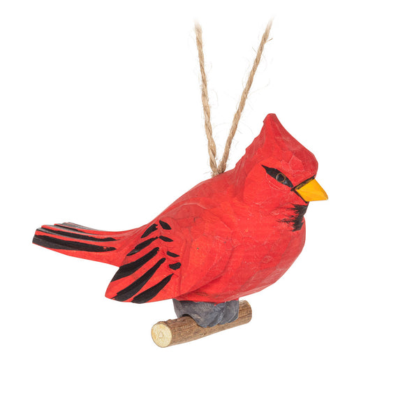 Cardinal Carved Wood Ornament