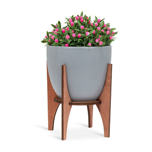 Grey Pot with Wooden stand