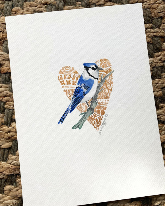 Blue Jay on Copper Heart Sarah Duggan Print