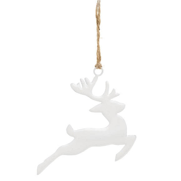 Reindeer Ornament - White Iron