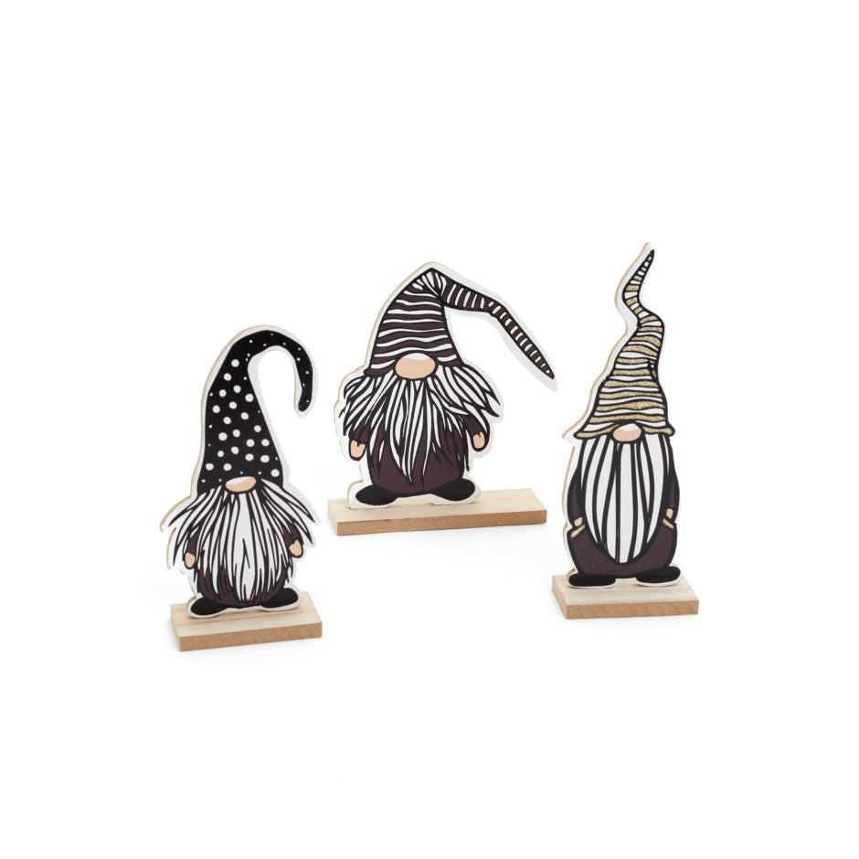Black and White Wooden Gnomes