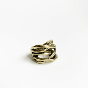 Wide Metallic Ring Antic Finish- 4098 Gold