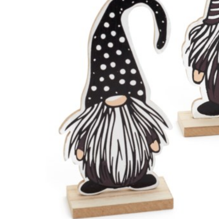 Black and White Wooden Gnomes