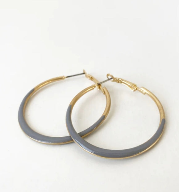 Caracol grey hoop Earrings -2491 GRY