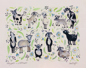 Sarah Duggan Art Print - Billy Goats and Wildflowers