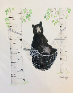 Sarah Duggan Creative Works Prints - Bear In Hammock
