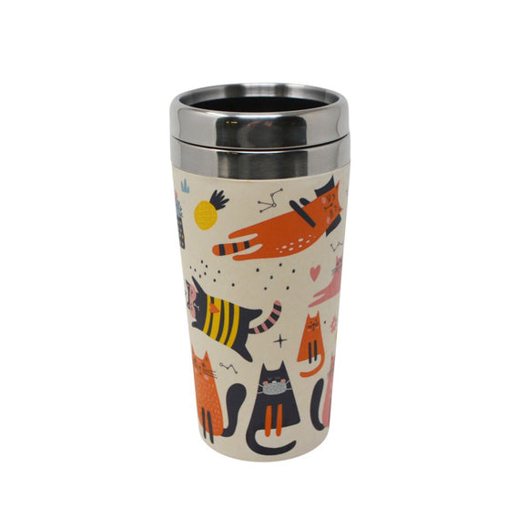 Bamboo / Stainless Steel Travel Mug — Funny Cats