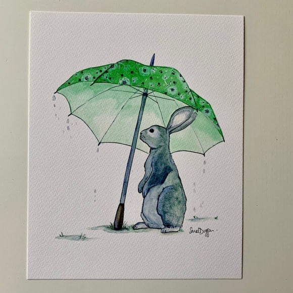 Sarah Duggan Print - Rainy Day Bunny Rabbit