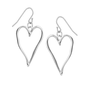 Drop Earrings With Large Silver Wavy Heart — 2484-SLV