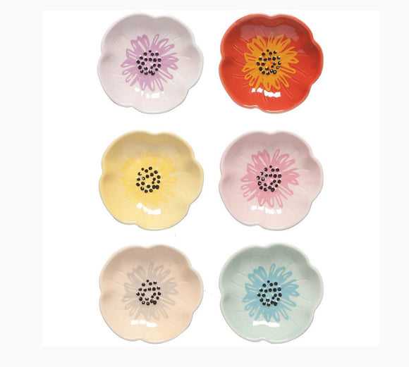 Flower Pinch Bowls — Set Of 6